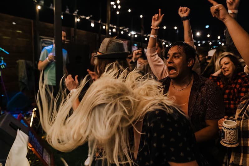 Packed dance floor during a high-energy set
