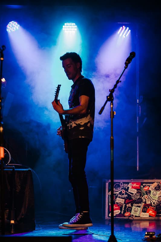 Close-up of guitarist shredding during a solo